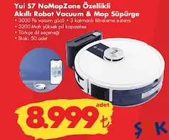 YUİ S7 NOMOPZONE ÖZELLİKLİ AKILLI ROBOT VACUUM SÜPÜRGE VE MOP SÜPÜRGE